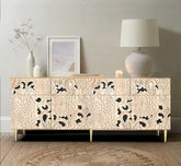 Corsica Contemporary Large Premium Floral Hand-Carving Sideboard Storage Cabinet & Chest Farmhouse White